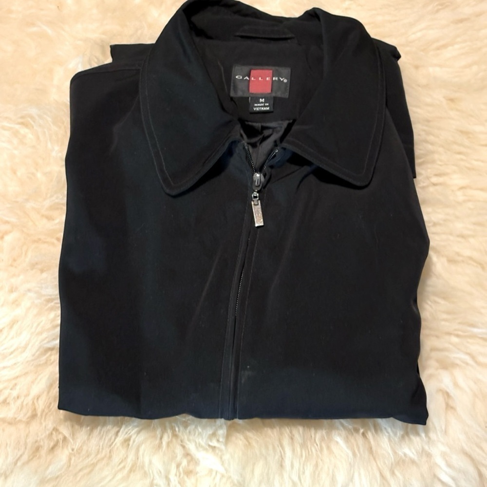 Gallery Black Classic Business Trench Coat Full Zip Oversized - Picture 3 of 4